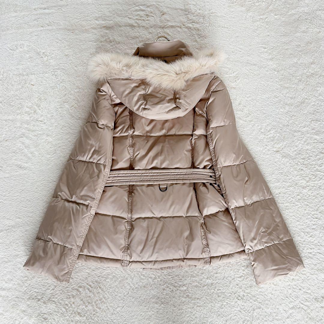 【バーバリーロンドン】3wayフードファーダウンコート ベージュノバチェック40