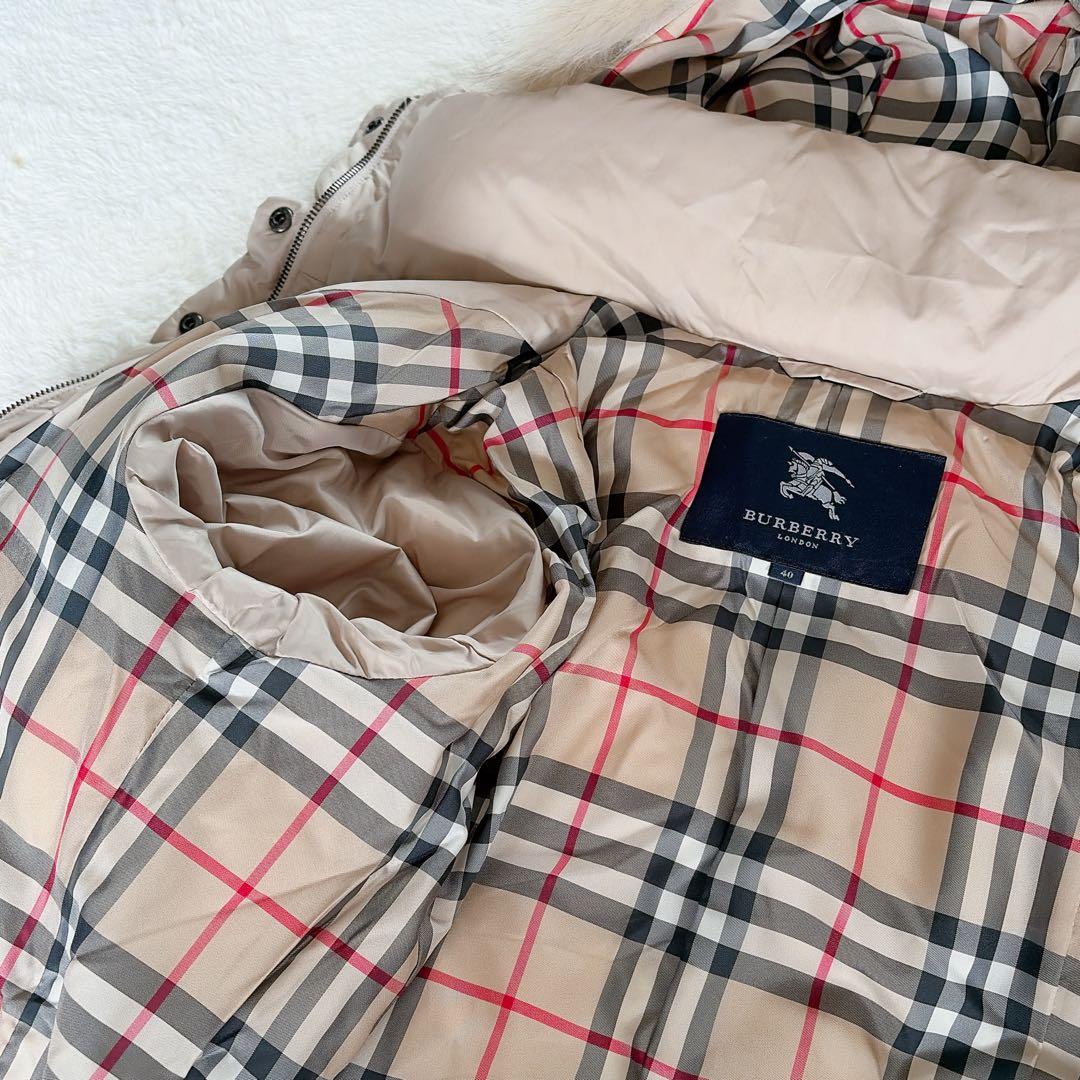 【バーバリーロンドン】3wayフードファーダウンコート ベージュノバチェック40