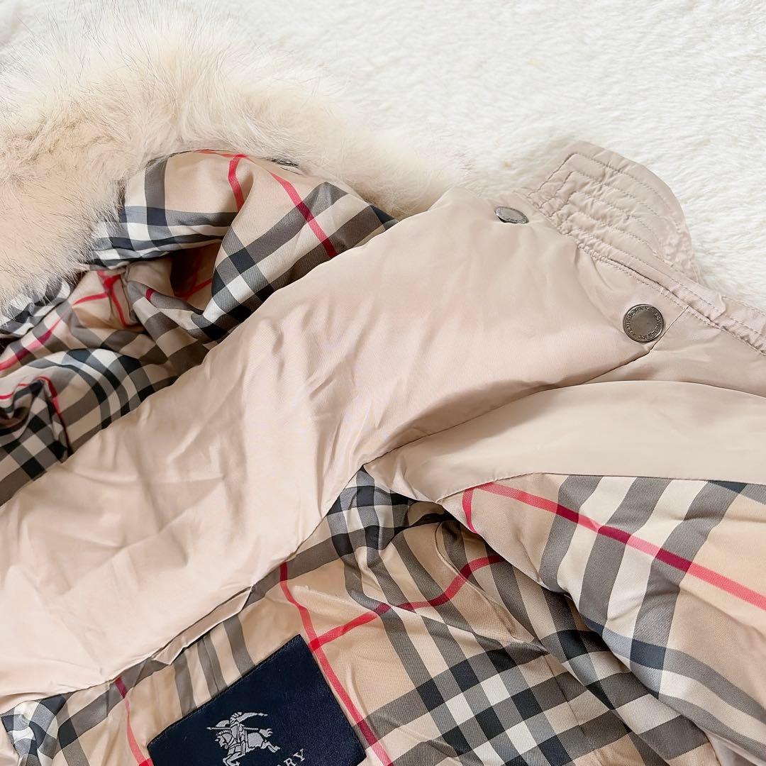 【バーバリーロンドン】3wayフードファーダウンコート ベージュノバチェック40
