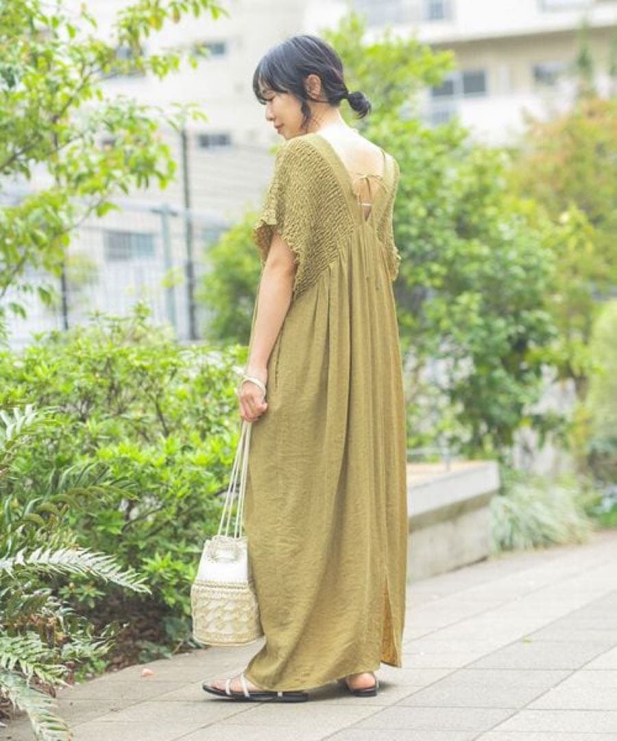 NINA　 LEPSIM マタニティ シャーリングVワンピース