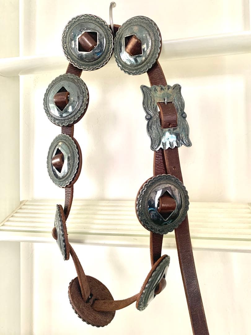 LGB コンチョ　メタリックシルバー　革　レア