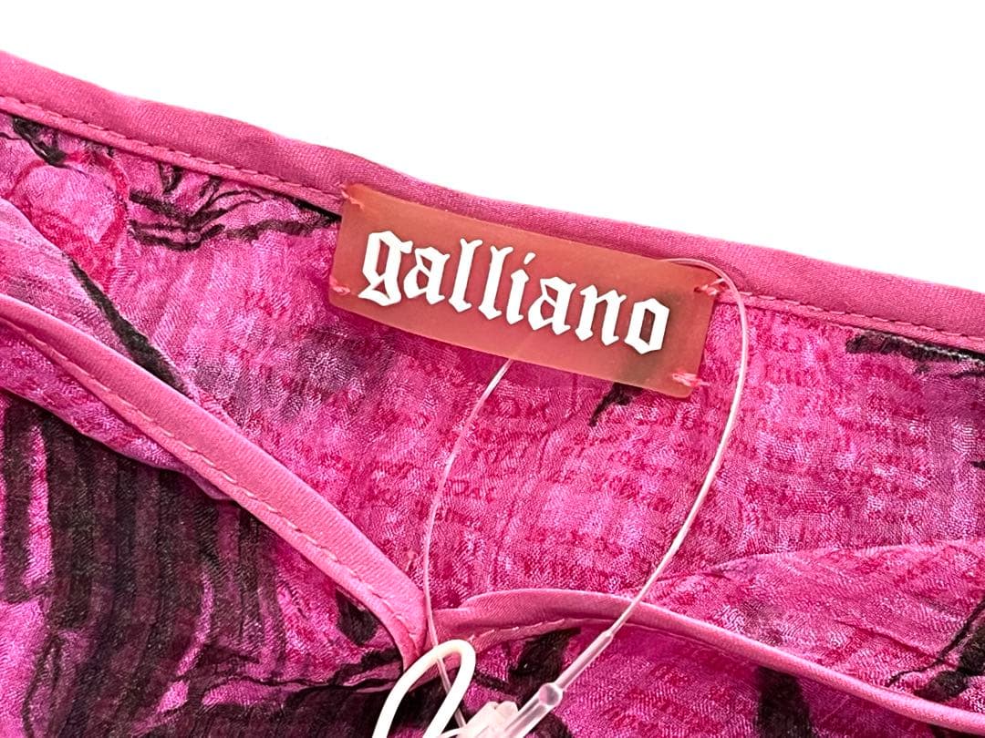 h832 新品　希少　ジョンガリアーノ　プリント　フリル　キャミソール　イタリア