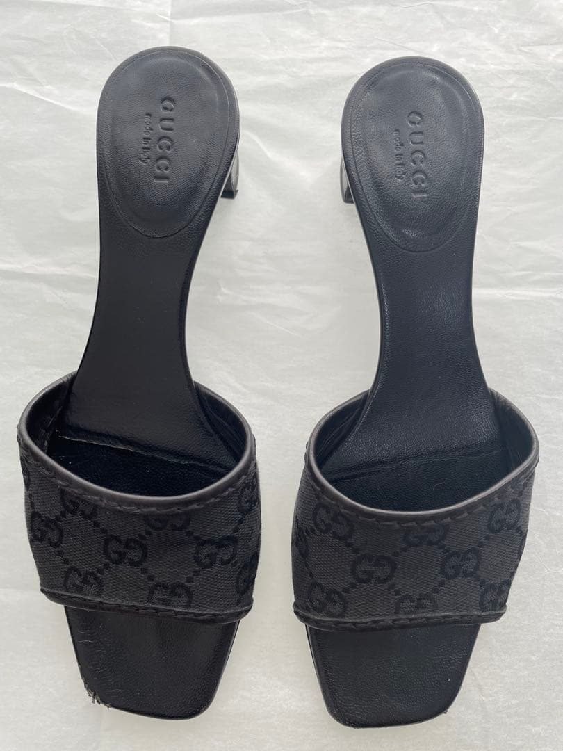 GUCCI グッチ　ミュール　GG柄　ブラック　サンダル　箱袋付き