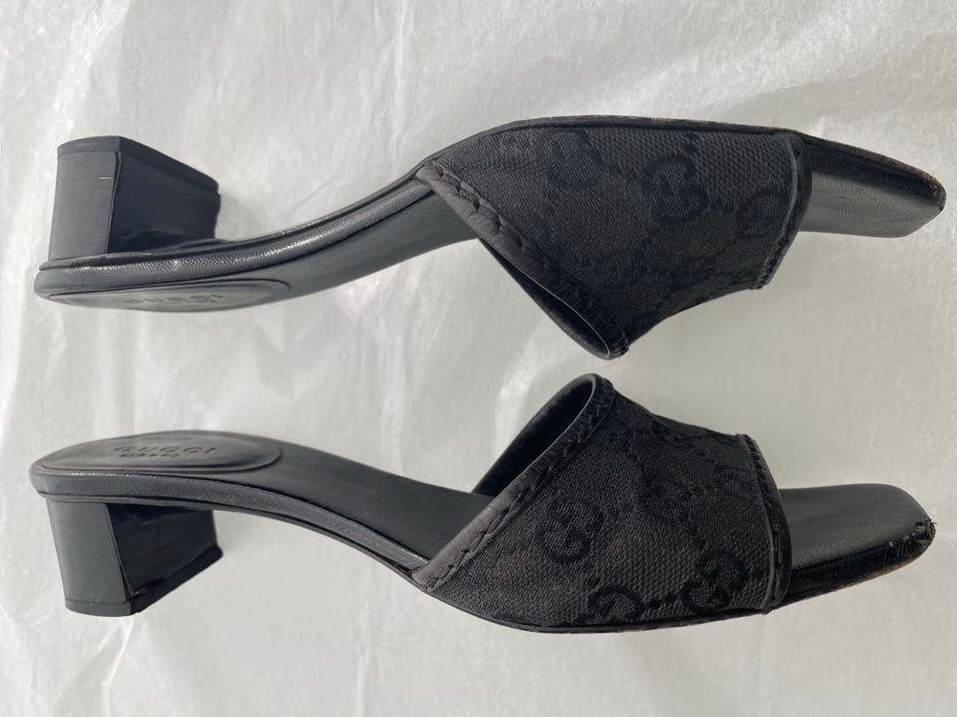 GUCCI グッチ　ミュール　GG柄　ブラック　サンダル　箱袋付き