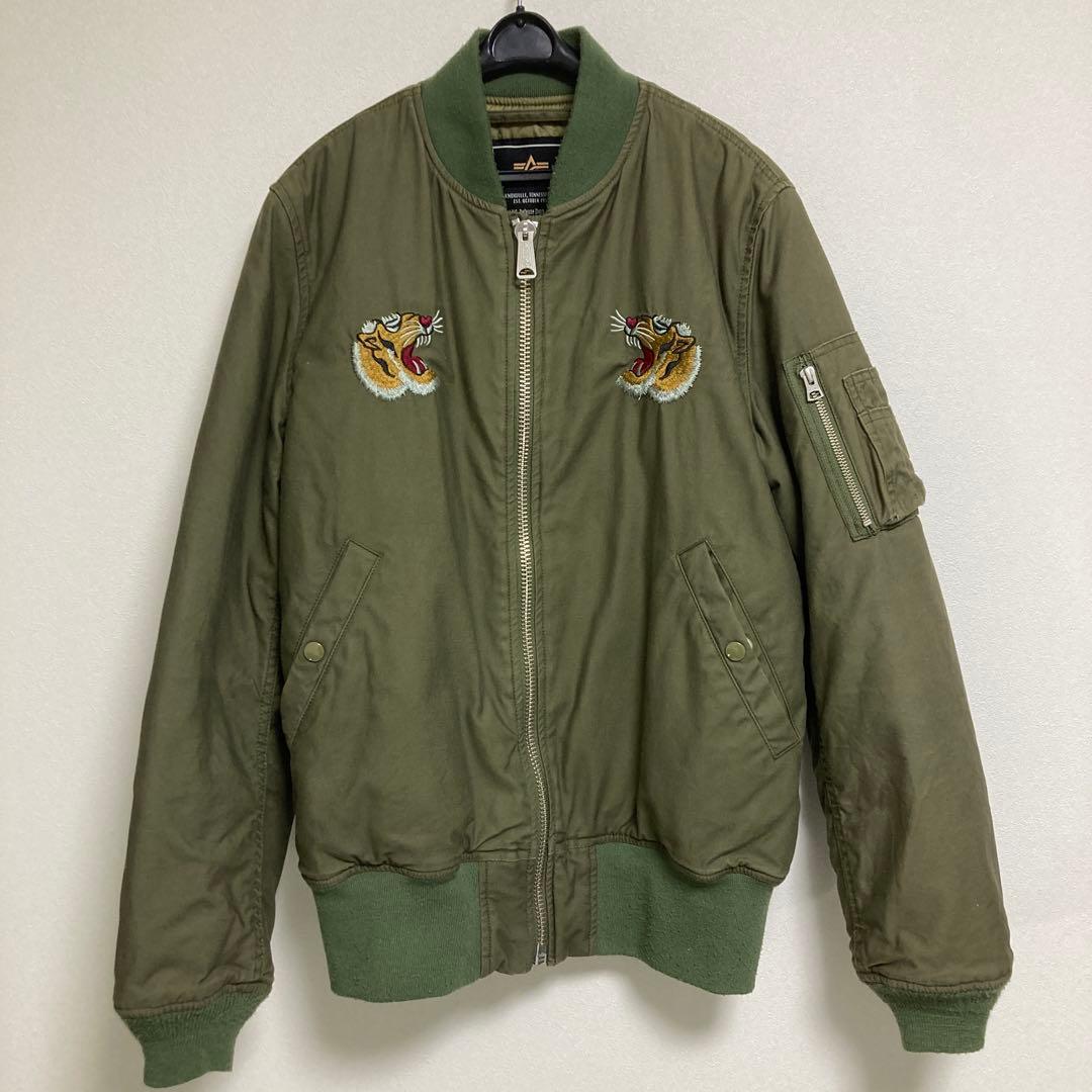 ALPHA INDUSTRIES ベトジャン スカジャン 虎 背面 刺繍 緑 L