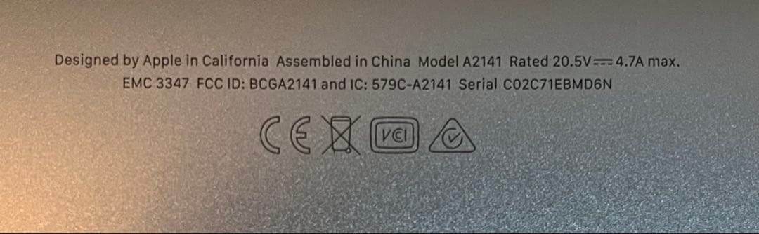 MacBook Pro 16インチ（2019）