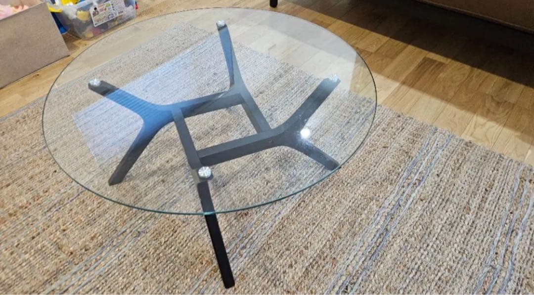 週末限定！円形ガラステーブルとラグのセット