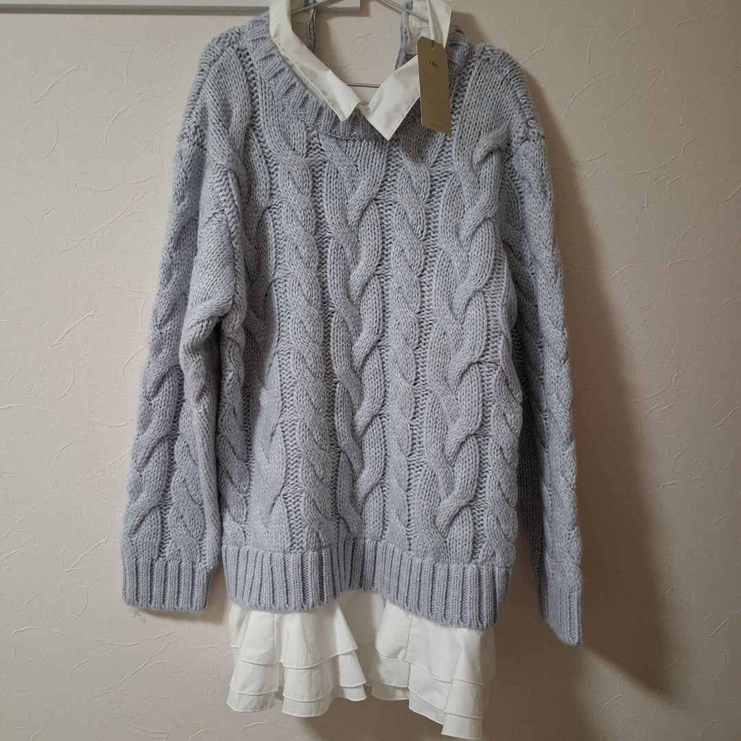 olu.　フリルレイヤードケーブルニット　ミニワンピ　1