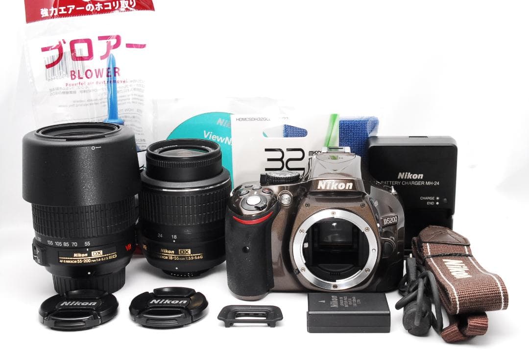 ♥ Nikon D5200 Wレンズ 一眼レフ スマホ転送 レアなブロンズカラー
