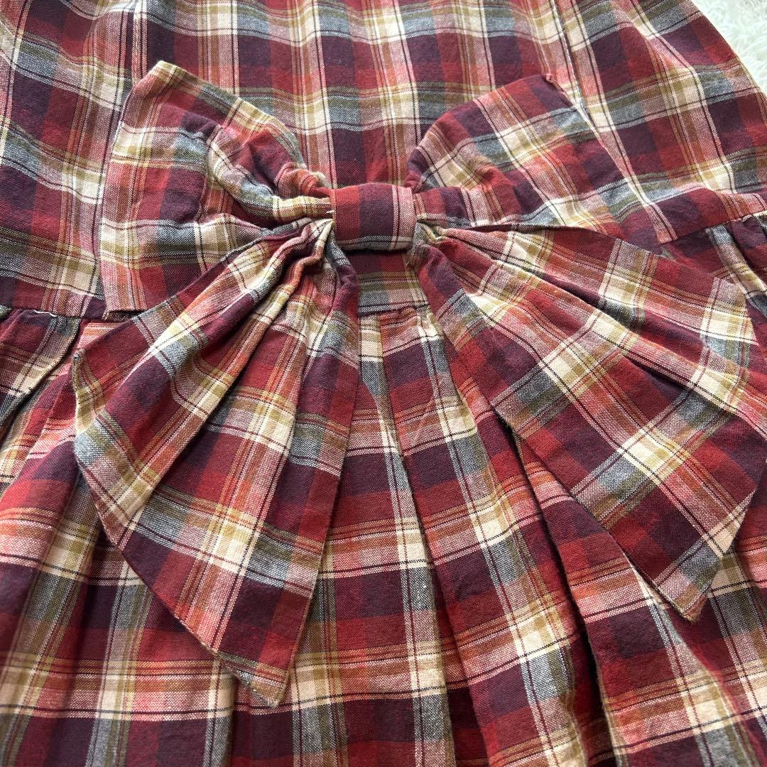 00s 希少 LIZLISA ビッグリボン チェック　ワンピース　シャツ