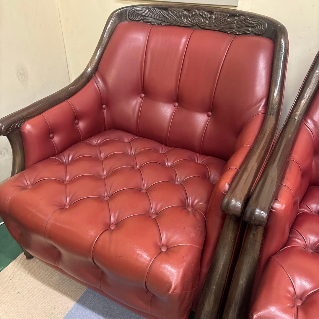 赤レザー　クラシックソファ　1脚 ②