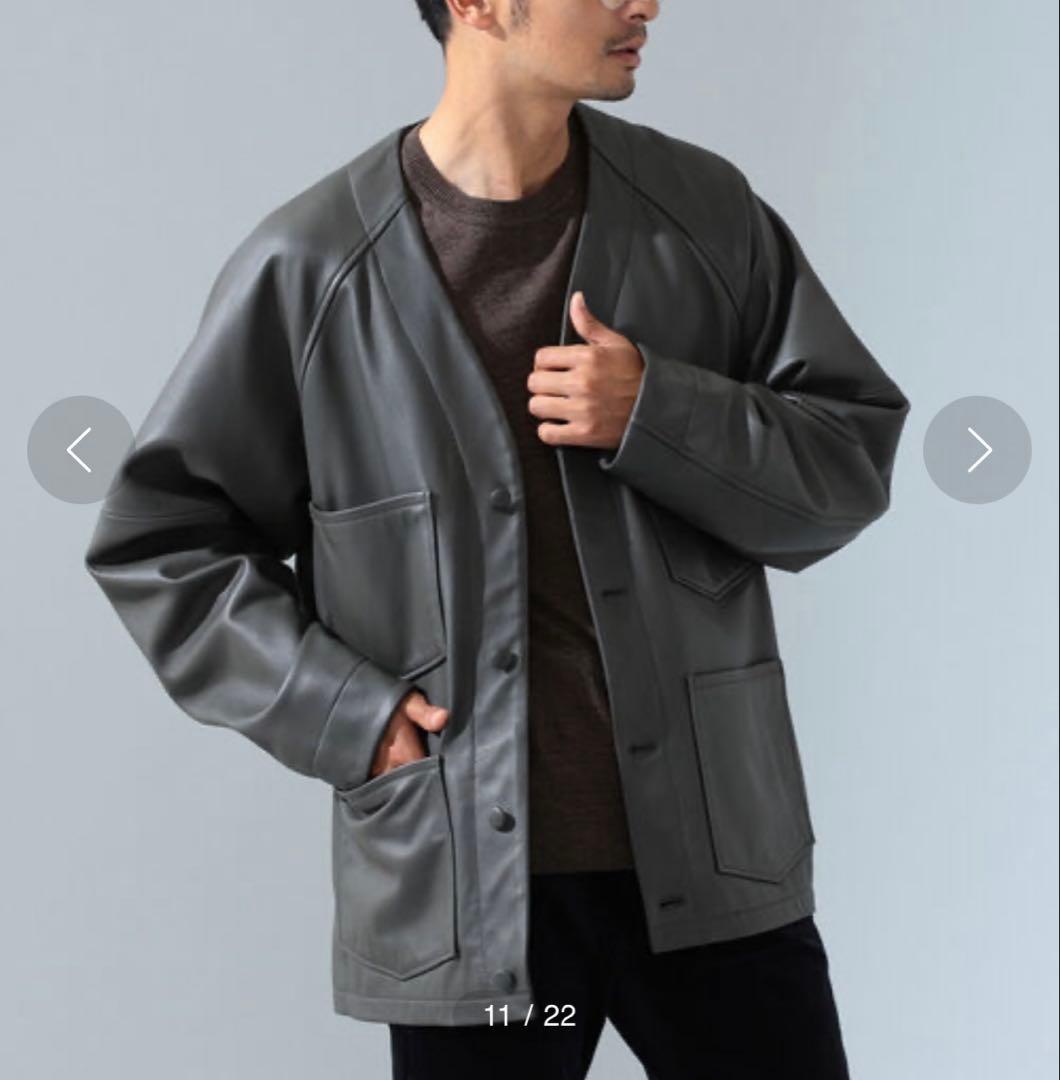 B:MING by BEAMS レザージャケット　レザーカーディガン　ノーカラー