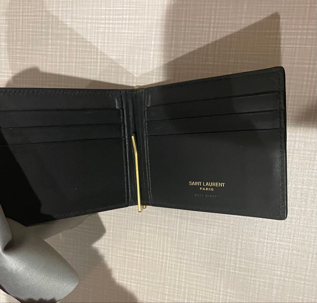 イヴサンローラン マネークリップ YSL クロコ押し ブラック