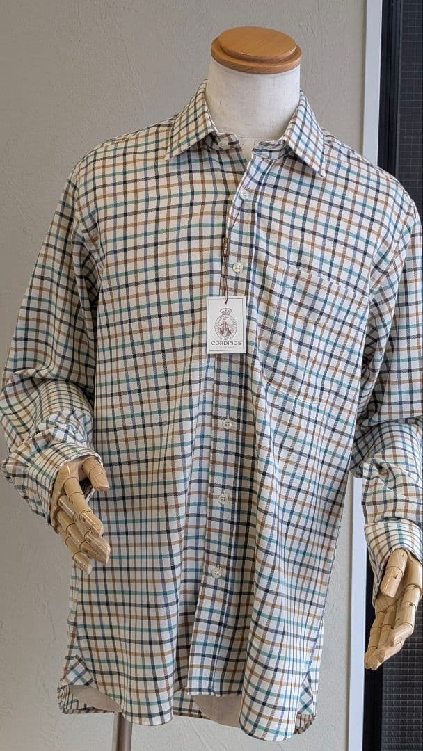 新品タグ付きCORDINGSコットンウールシャツSHJ298チェックサイズ16