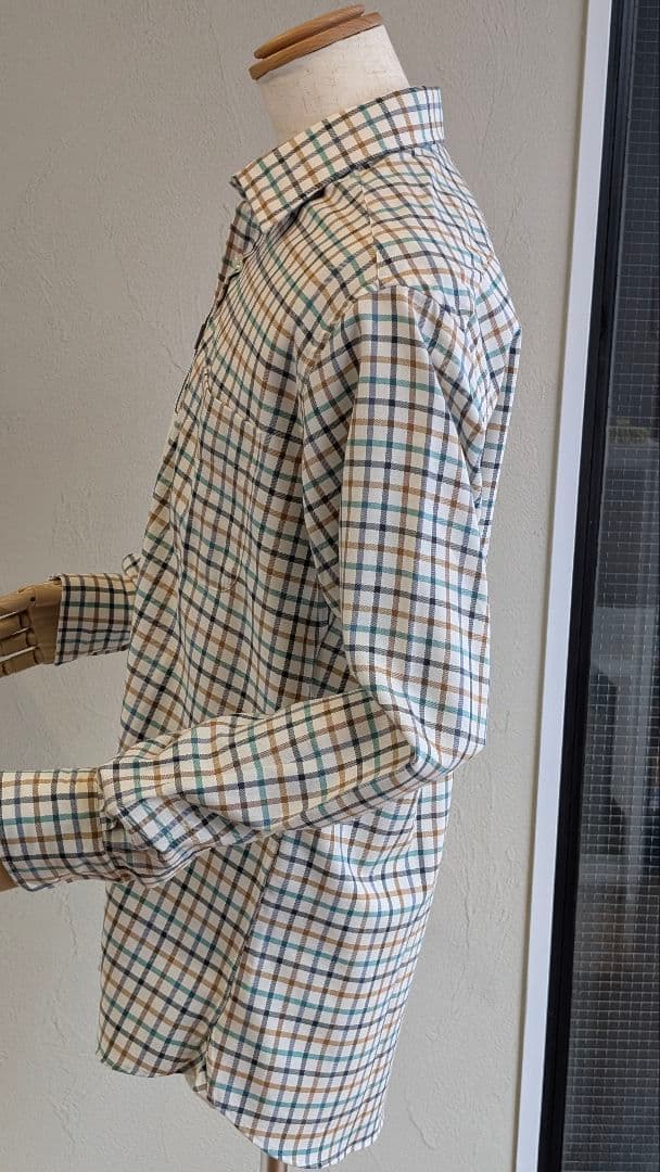 新品タグ付きCORDINGSコットンウールシャツSHJ298チェックサイズ16