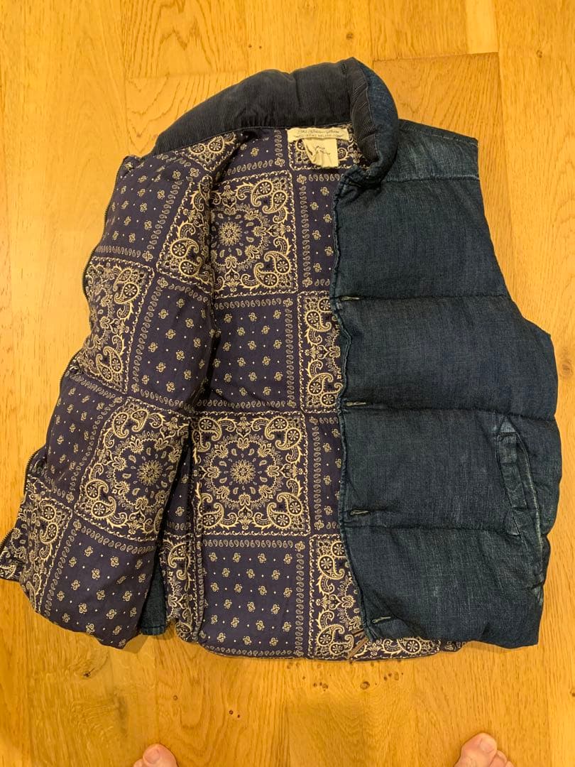 【美品】レミレリーフ　デニムダウンベスト　サイズL　ペイズリー