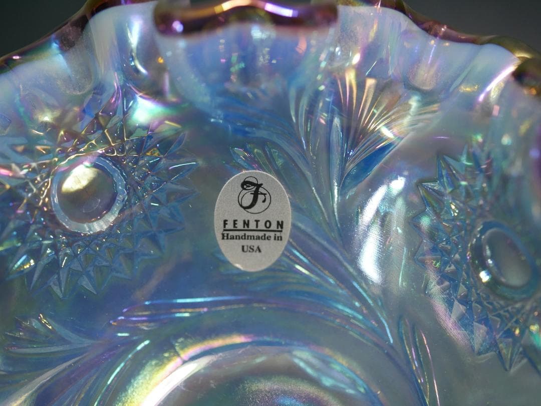 <HKさま専用＞フェントン ブルーイリデセントグラス・プラムクレスト コンポート