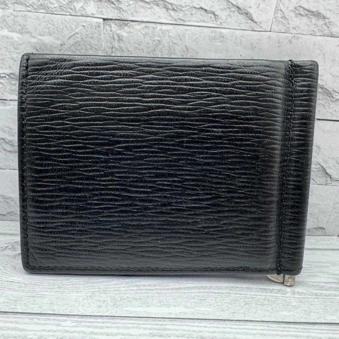 【美品】フェラガモ　マネークリップ　レザー　ロゴプレート　ブラック　レッド