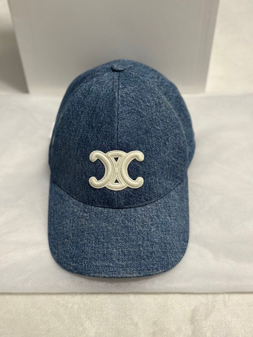 最終値下げ！CELINE トリオンフデニムベースボールキャップ／Lサイズ
