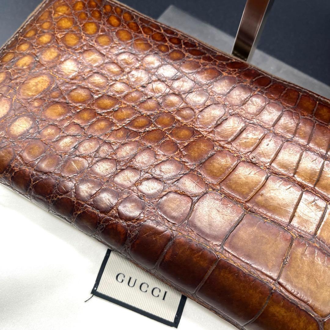 せ*ー様 入手困難/希少✨グッチ オーガナイザー ラウンドファスナー クロコダイ