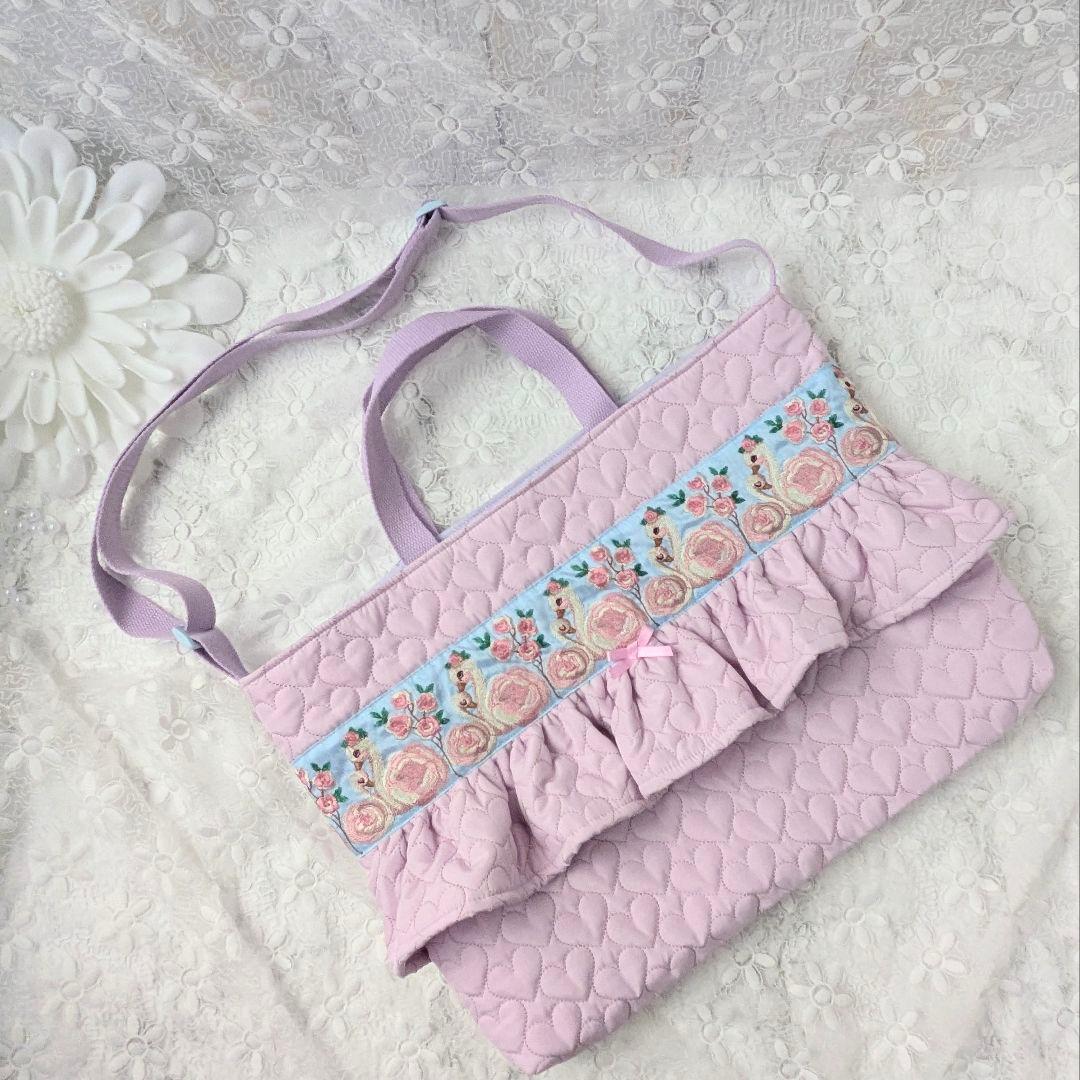 五十鈴ページ　入学3点セット等　ハートキルト　スワン刺繍リボン