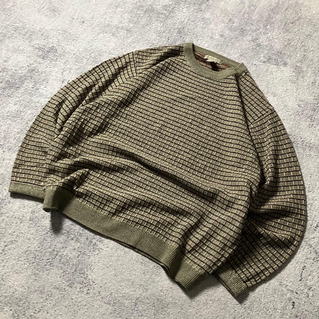 ※時計・ブレスレット付00sRETREAT立体編みニットオリーブJDEEN