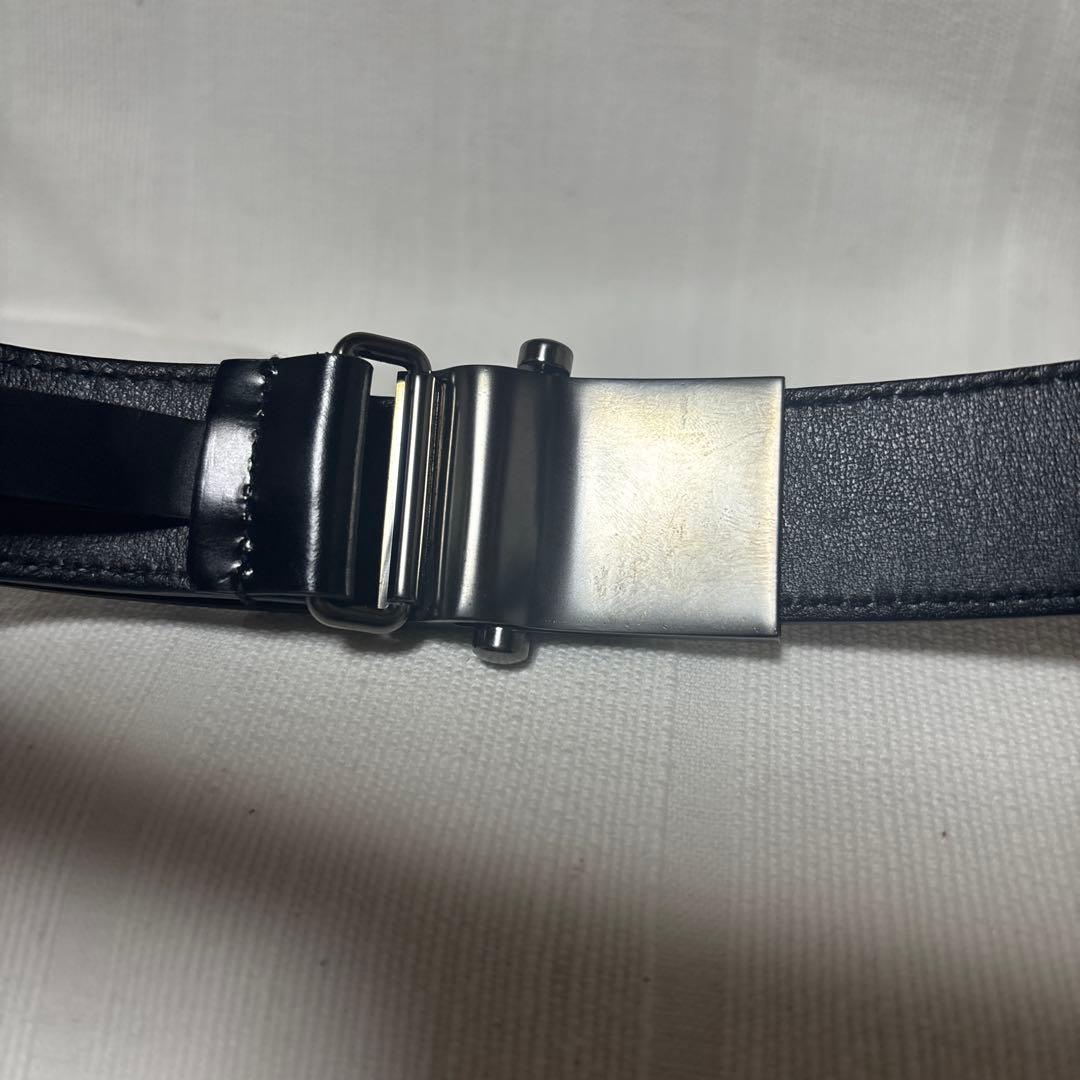 PRADA スクエアロゴ レザーベルト ブラック シルバー スライド式 中古