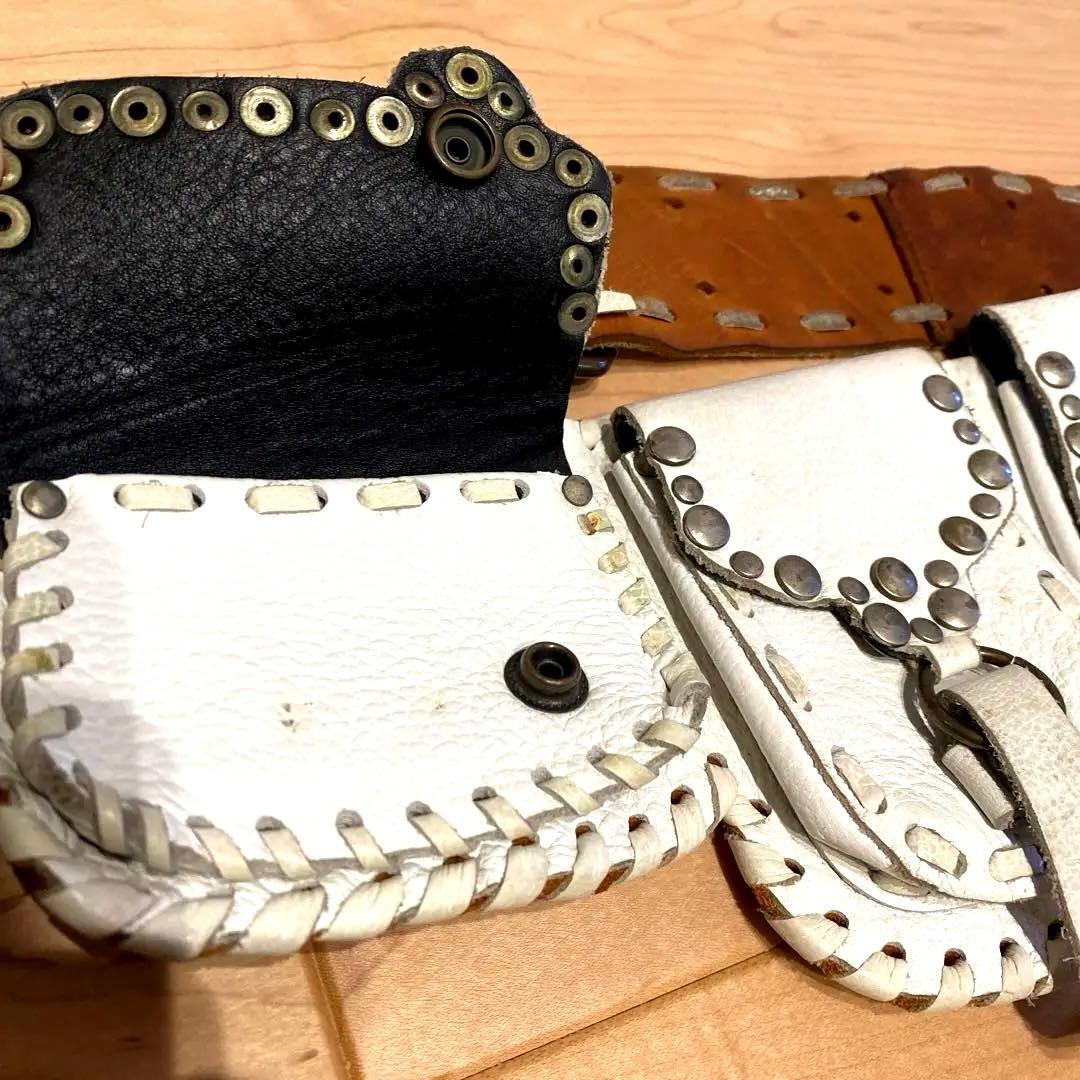 ウエスタンベルト　ネイティブアメリカン　ヴィンテージ　個性的　レザーベルト　腰袋