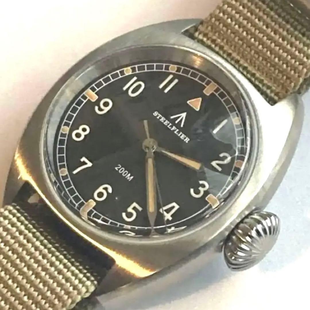 【新品未使用】STEELFLIER ミリタリーウォッチ 36mm Vh31 搭載