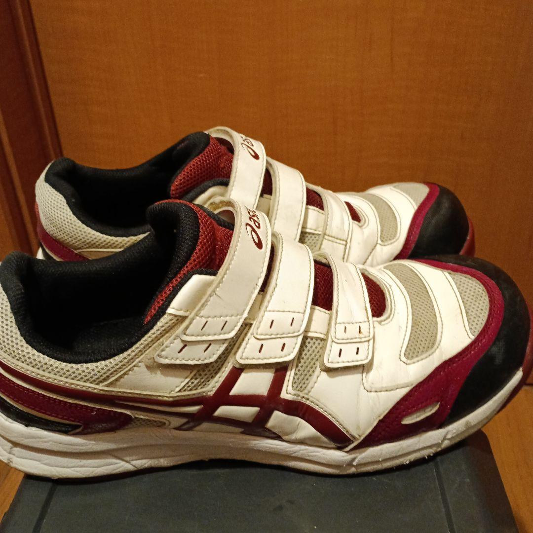 asics 安全靴 ホワイト/レッド ベルクロ