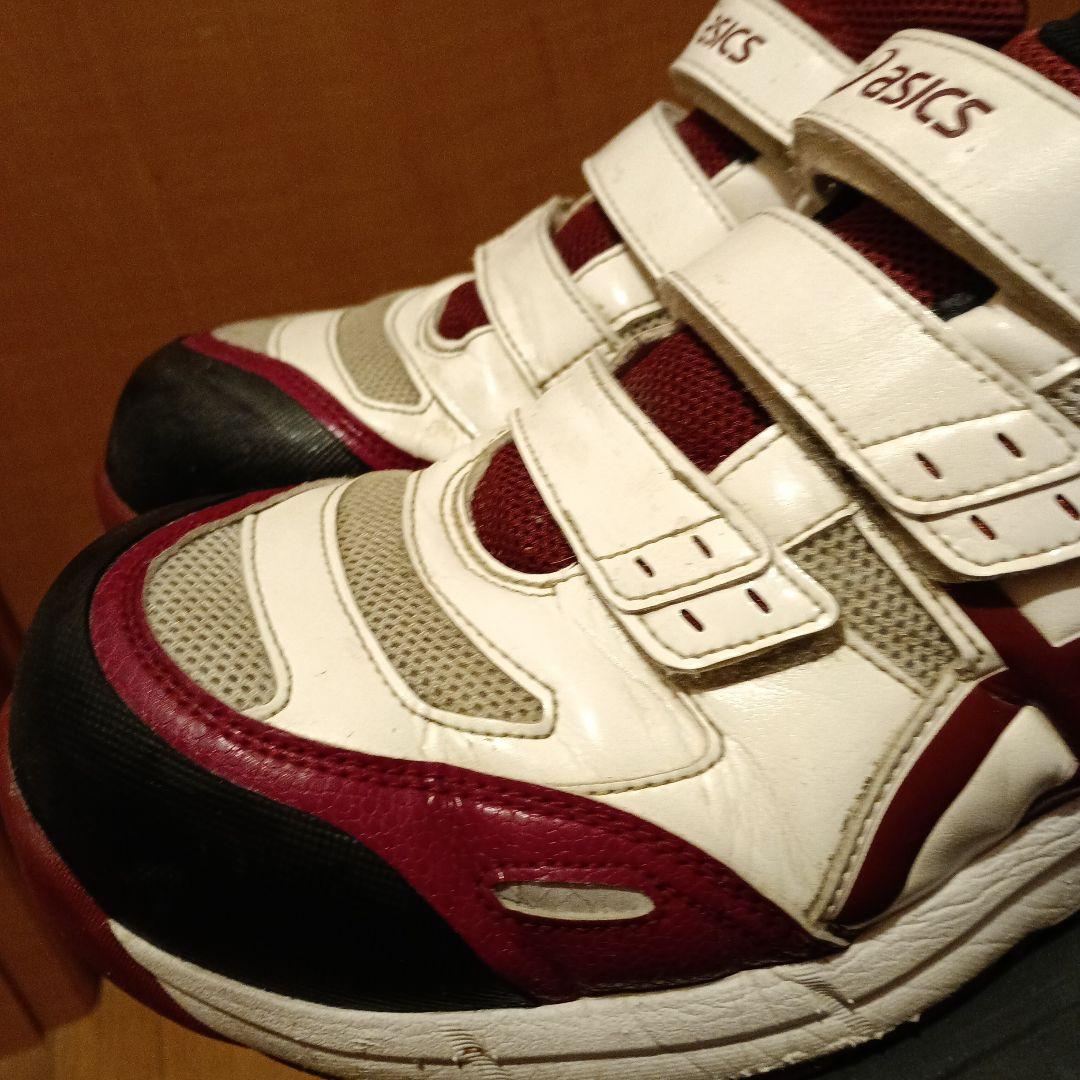 asics 安全靴 ホワイト/レッド ベルクロ