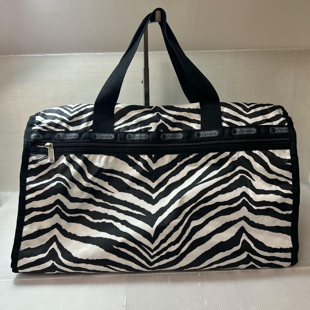 【美品 】 レスポートサックLeSportsac ボストンバック ゼブラ 鍵２個