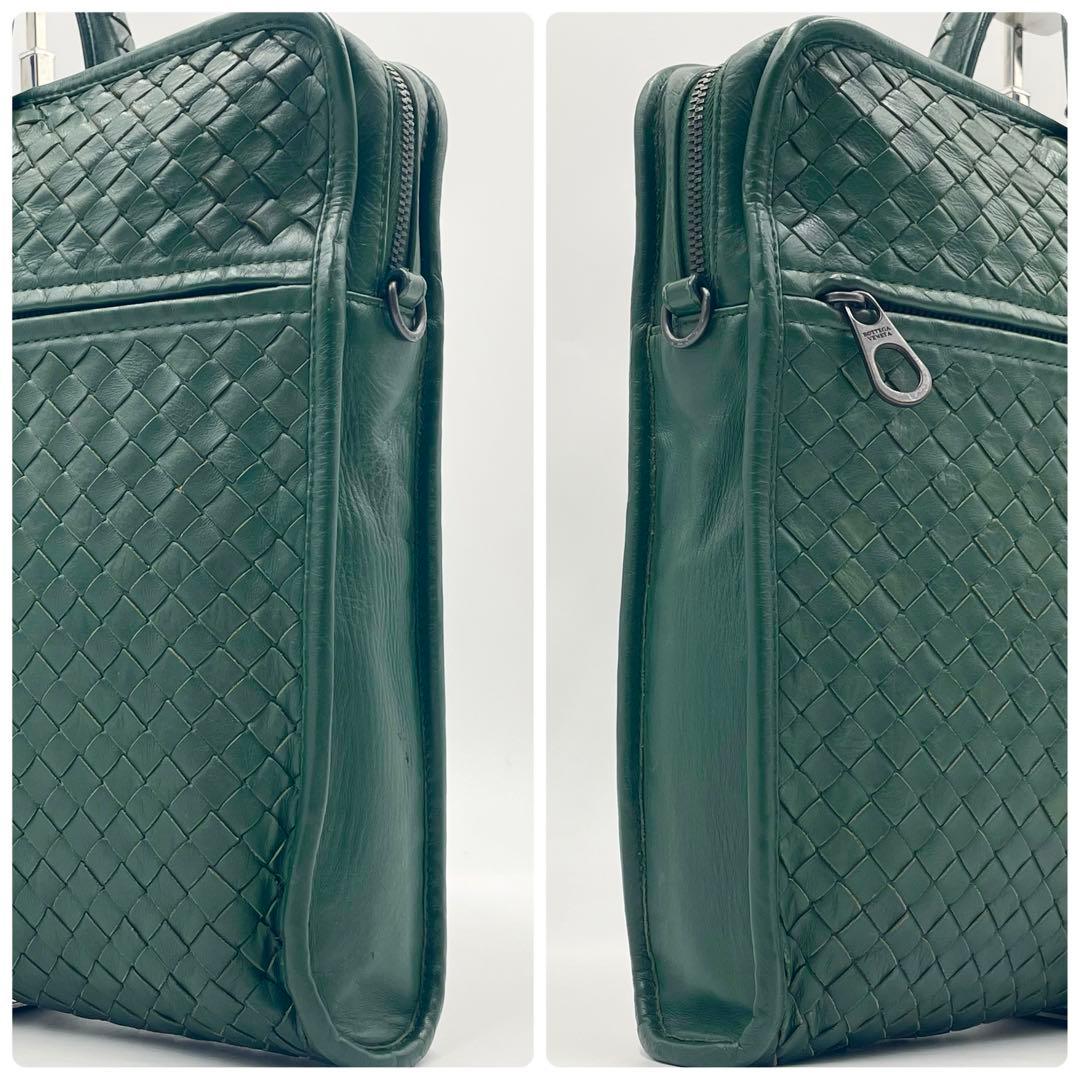 【美品】ボッテガ イントレチャート2way ビジネスバッグ希少色グリーンA4可