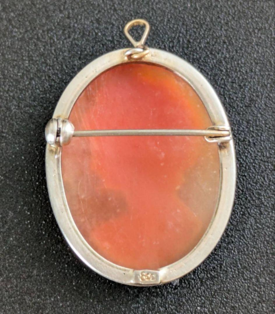 800刻印 カメオブローチ SILVER/PAT.P K18 カメオイヤリング