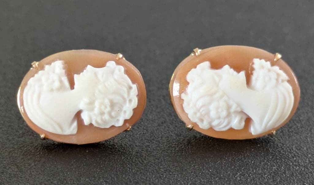 800刻印 カメオブローチ SILVER/PAT.P K18 カメオイヤリング