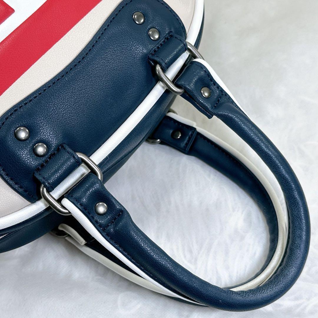 【極美品】ディーゼル Dロゴ 2way ハンドバッグ レザー 手提げ バイカラー