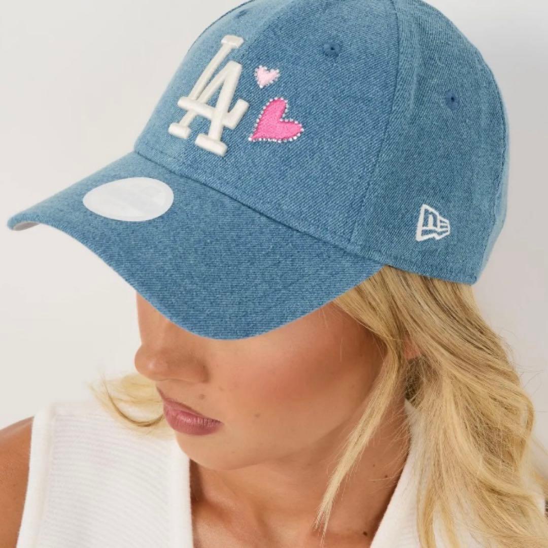 ニューエラ キャップ 帽子 LA ドジャース ハート ラインストーン デニム