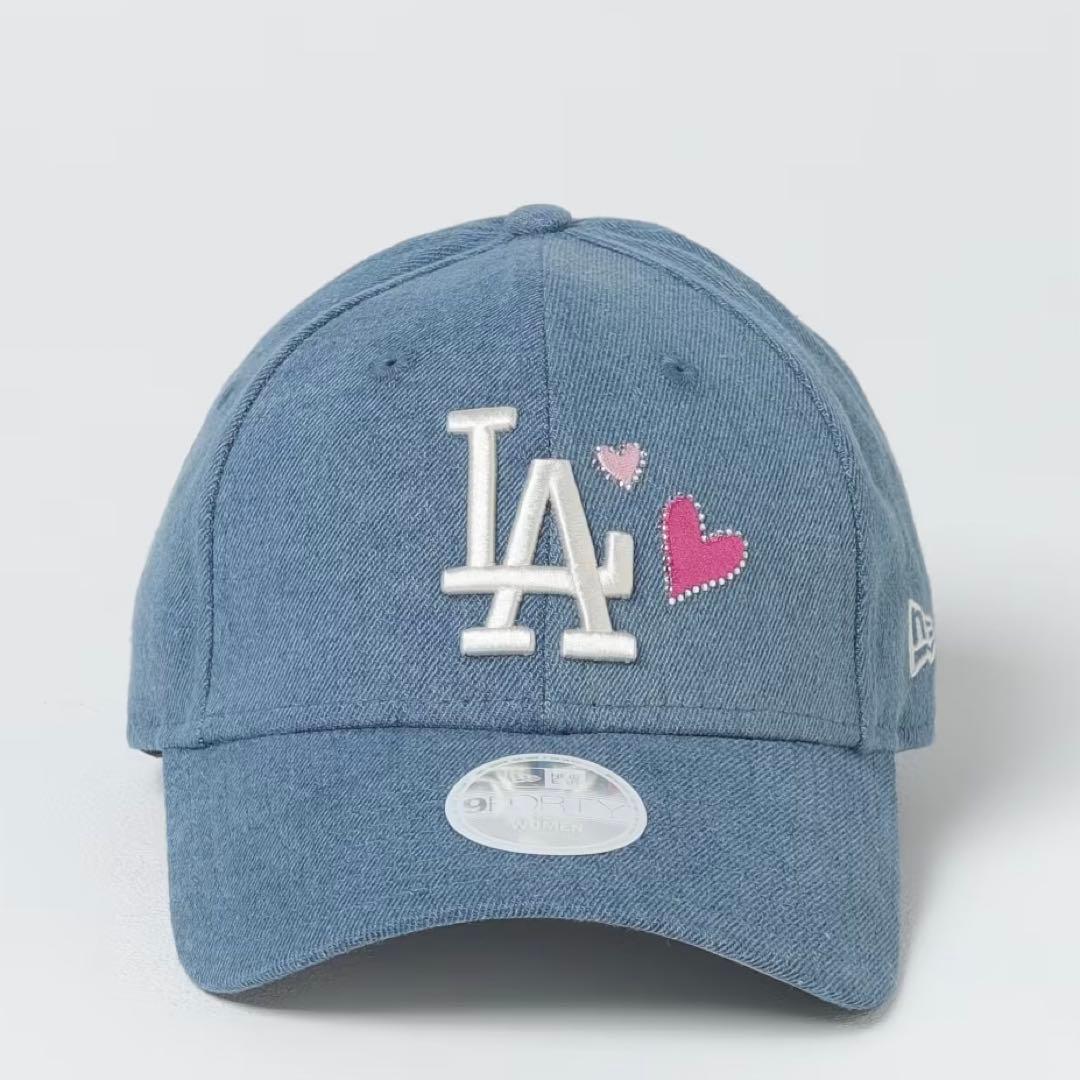ニューエラ キャップ 帽子 LA ドジャース ハート ラインストーン デニム