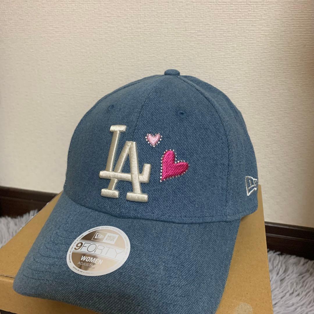 ニューエラ キャップ 帽子 LA ドジャース ハート ラインストーン デニム