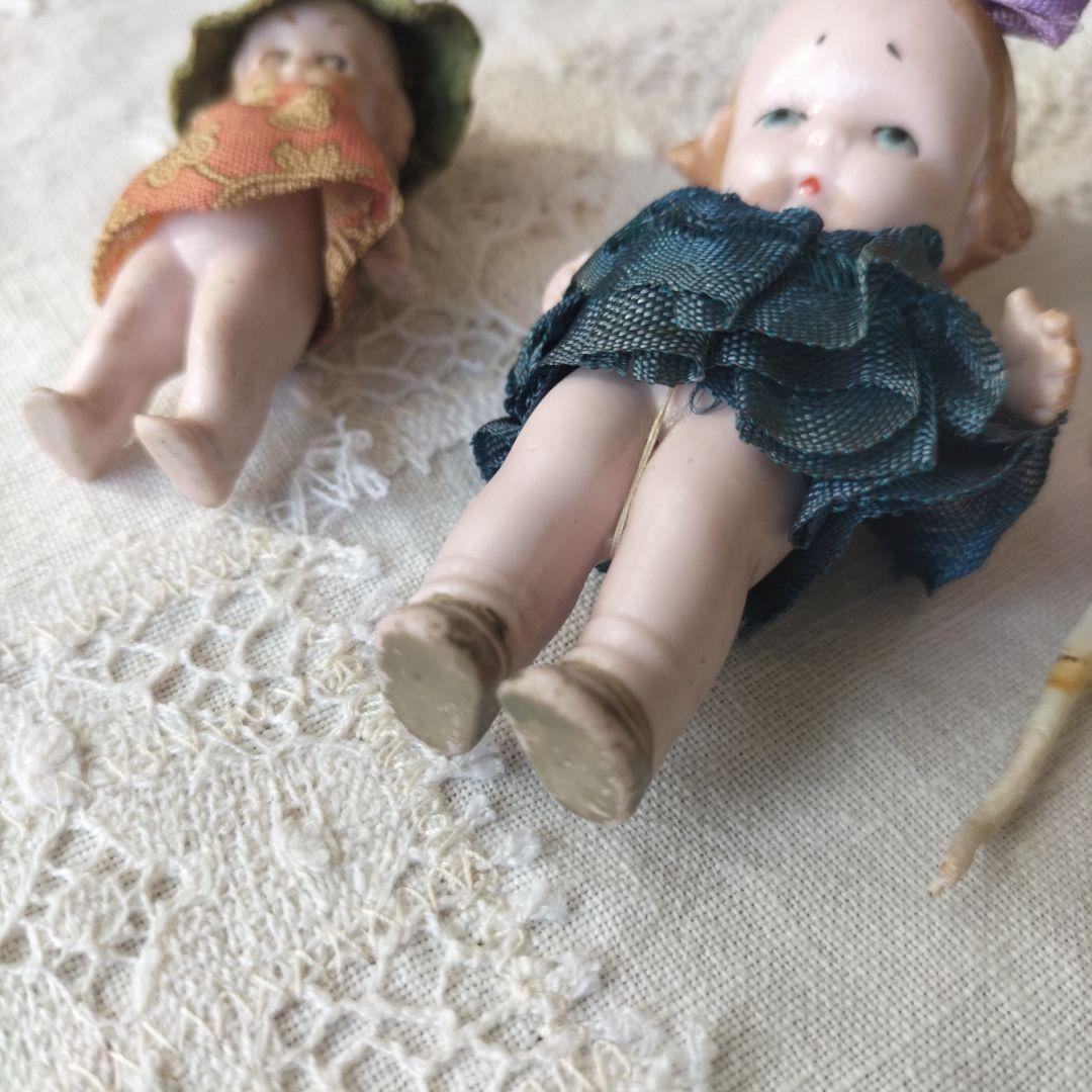 ドイツ　アンティーク　HERTWIG ビスクドール　リボンの女の子　8.5cm