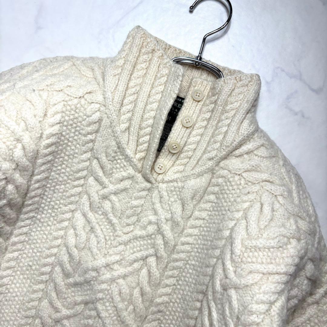 ローレンラルフローレン アランニット ケーブル 梳毛ウール アイボリー M