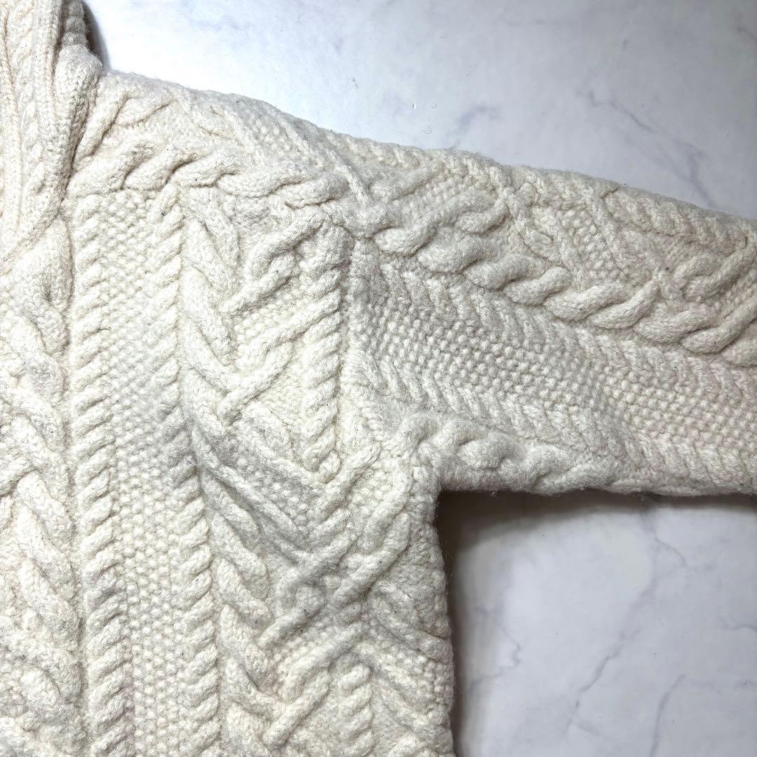 ローレンラルフローレン アランニット ケーブル 梳毛ウール アイボリー M