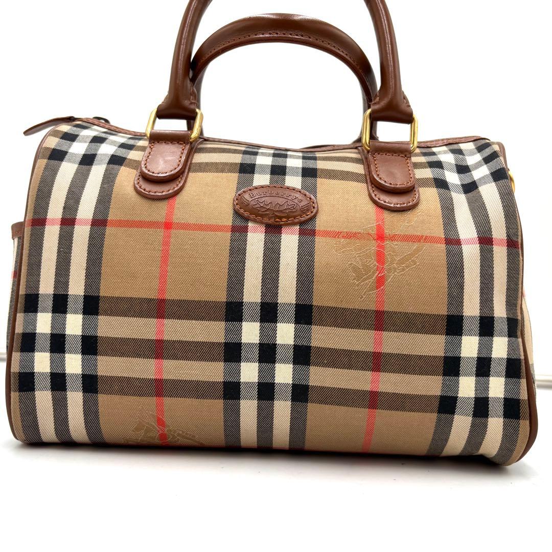 【極美品】バーバリー ハンドバッグ ノバチェック シャドーホース ボストン