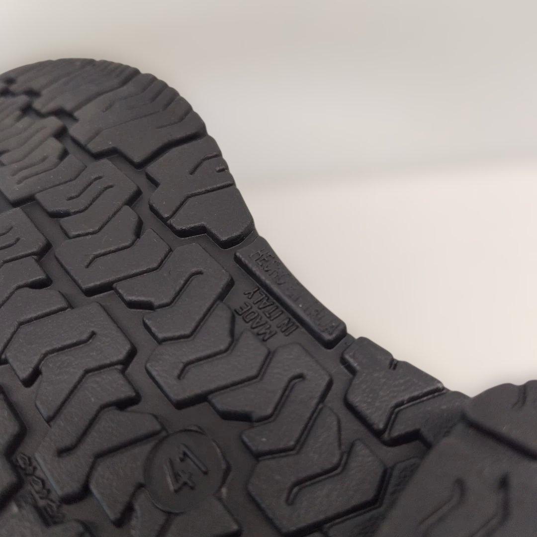 ◆げんこつ◆　イタリア製　ブラックロングレインブーツ　モカライン