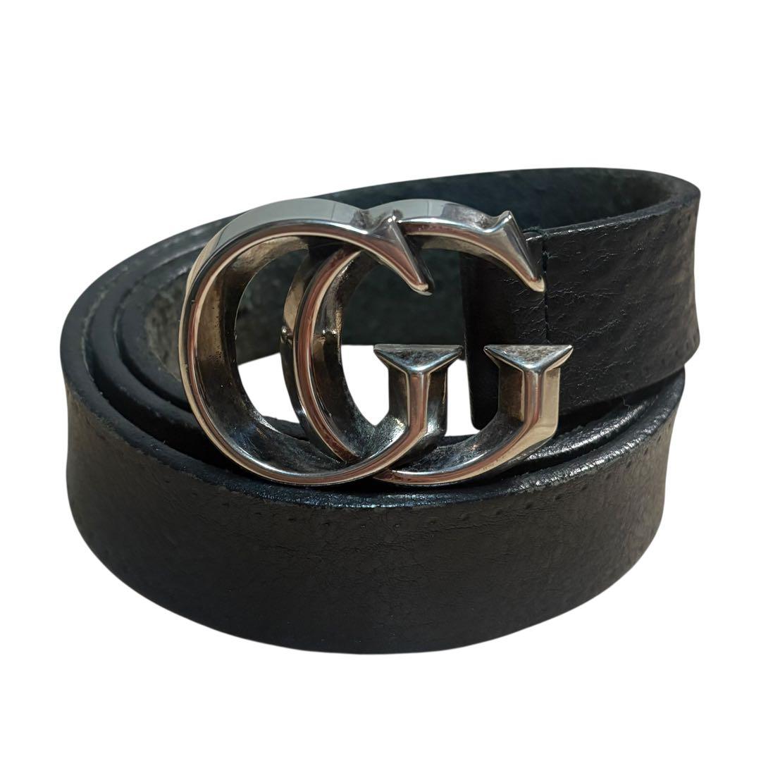 廃盤品　GUCCI グッチ　ブラックレザーベルト GG マーモント　本革　Y2K