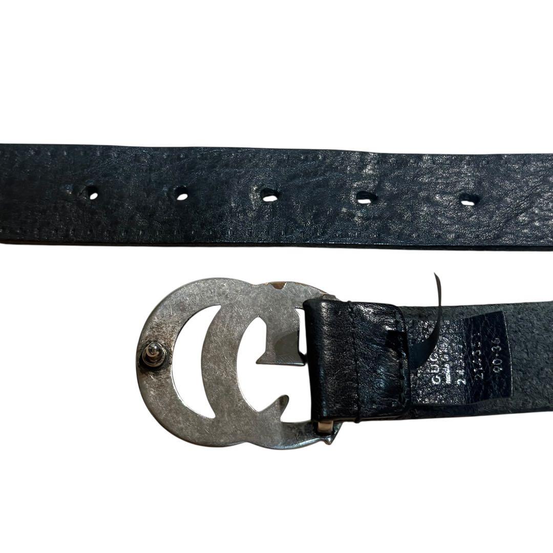 廃盤品　GUCCI グッチ　ブラックレザーベルト GG マーモント　本革　Y2K