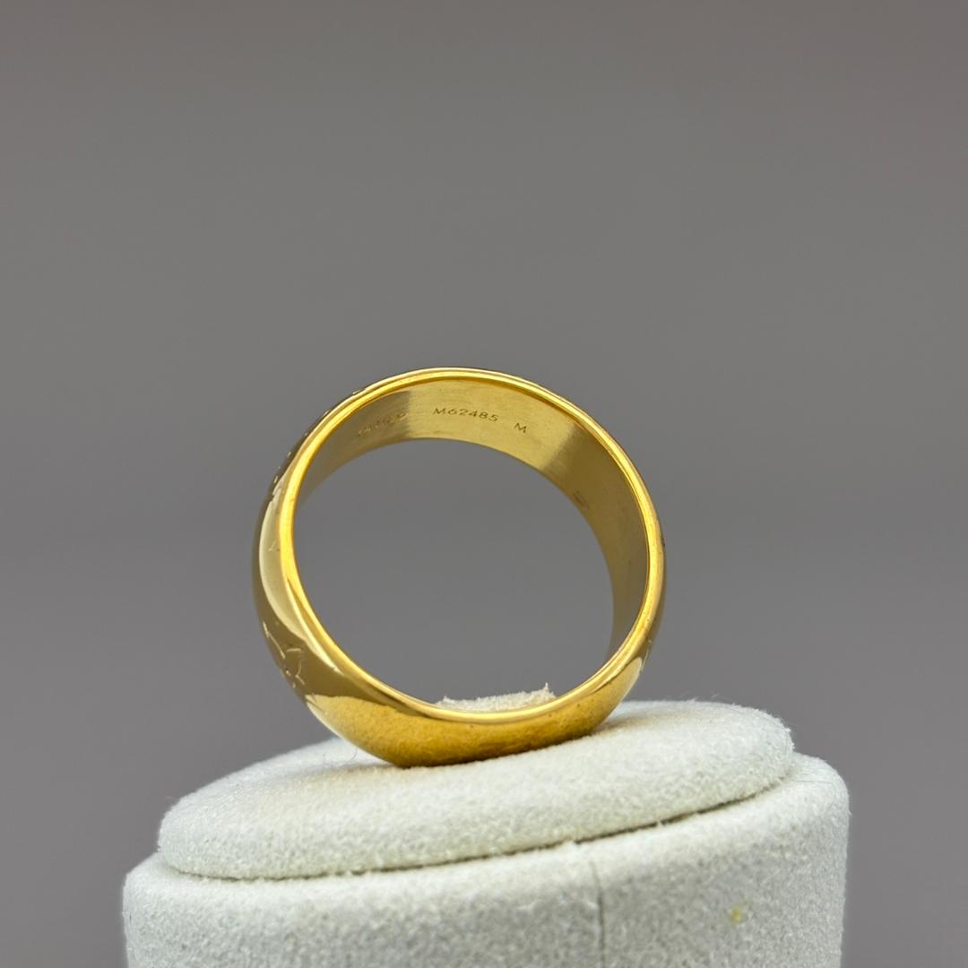 美品 ルイヴィトン ナノグラム LVロゴ リング ゴールド ワイド