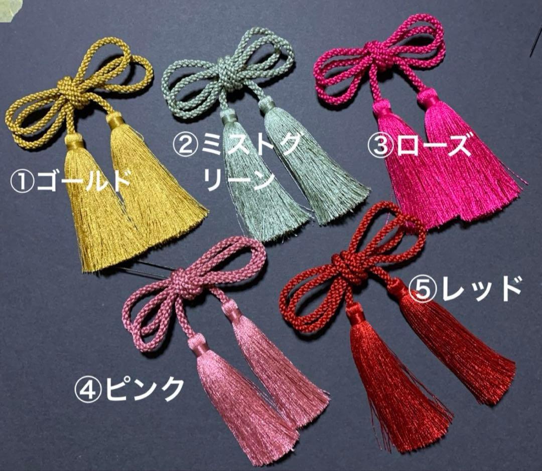 つまみ細工　髪飾り　濃いエンジ　アイボリー　ゴールド