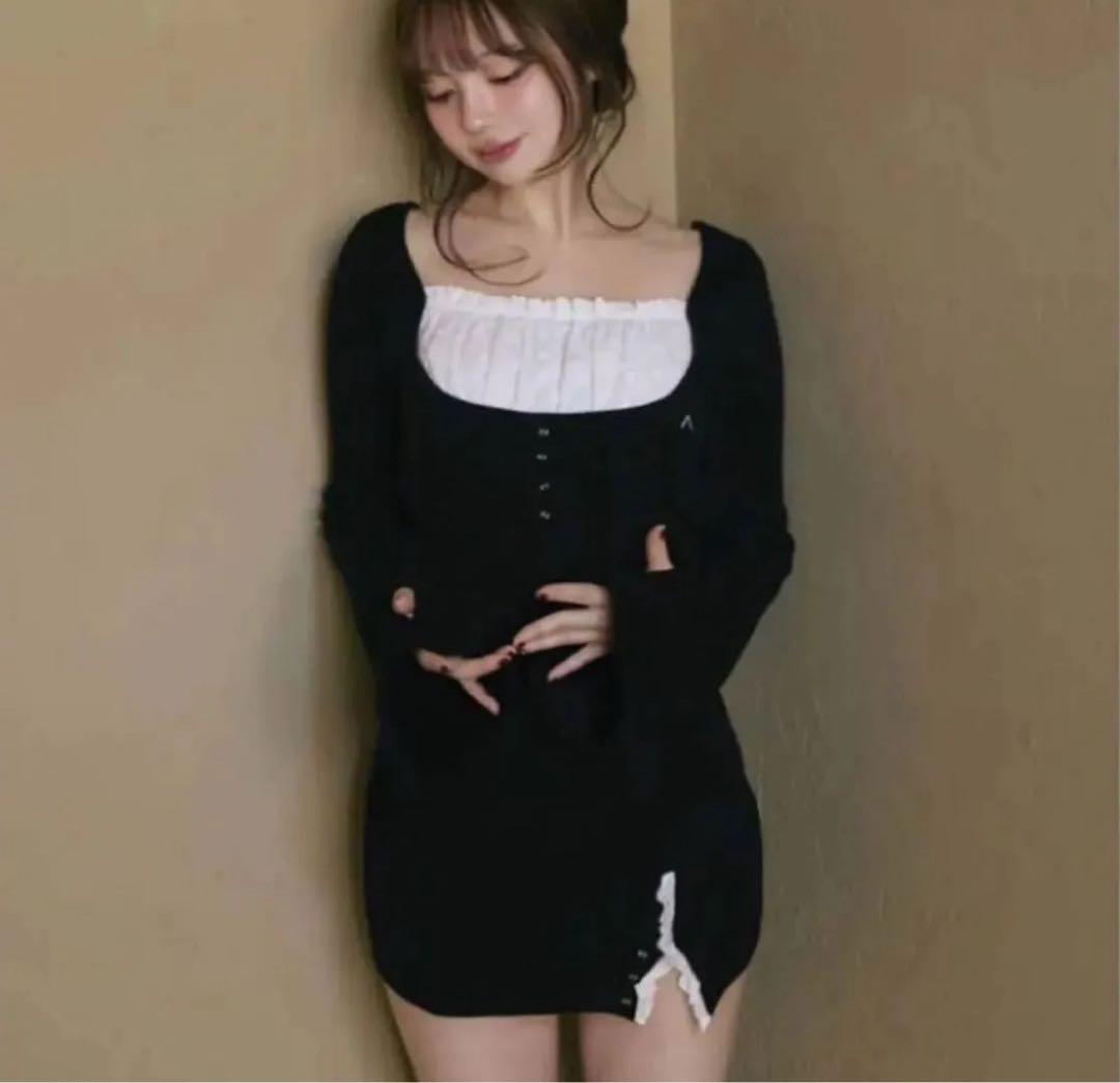 新品タグ付 ANDMARY Poppy lace mini dress 黒