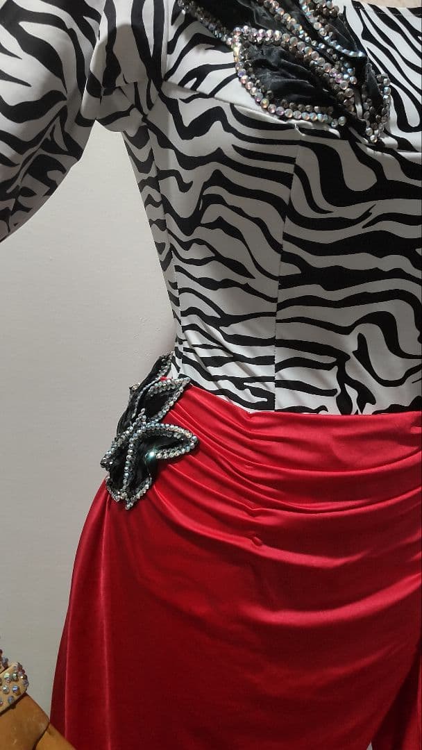 社交ダンス用ラテン衣装ゼブラ柄